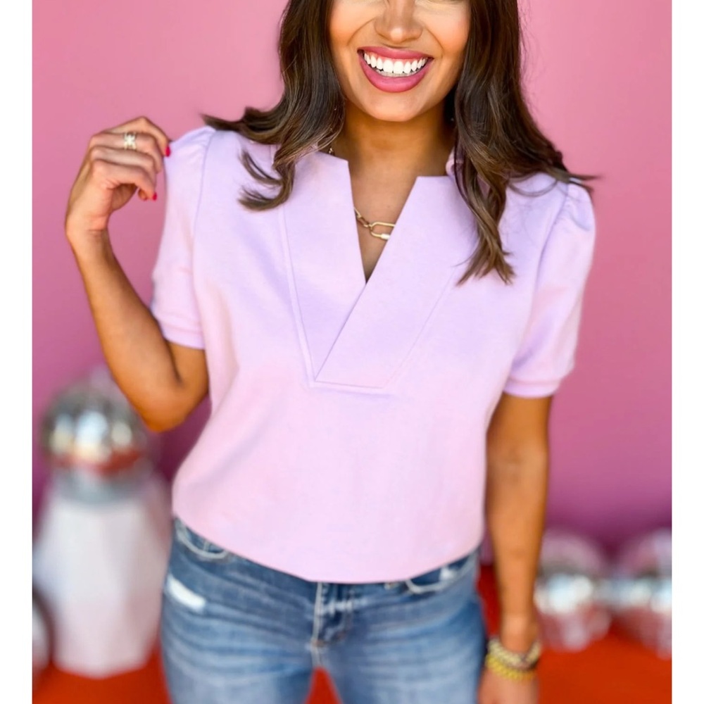 SSYS The Short Sleeve Ellie Top in Lilac - Small